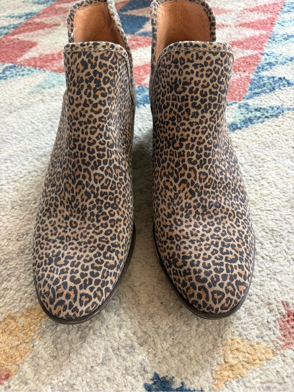 Lucky Brand Leopard Print Ankle Booties in Tan and Black